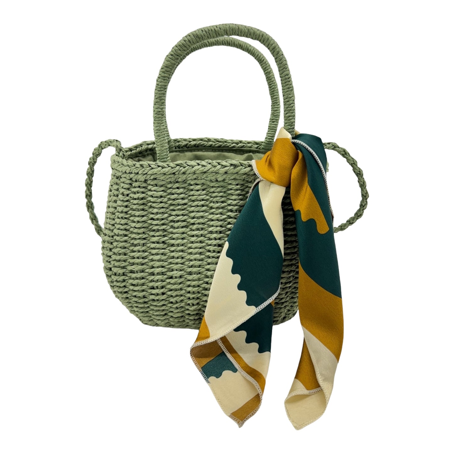 RATTAN BEACH TOTE SHOULDER BAG WITH SCARF 4225-4 (6PC)