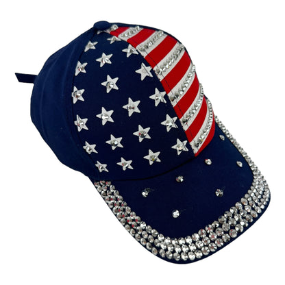 AMERICAN FLAG RHINESTONE STUDDED CAP 4418-1 (12PC)