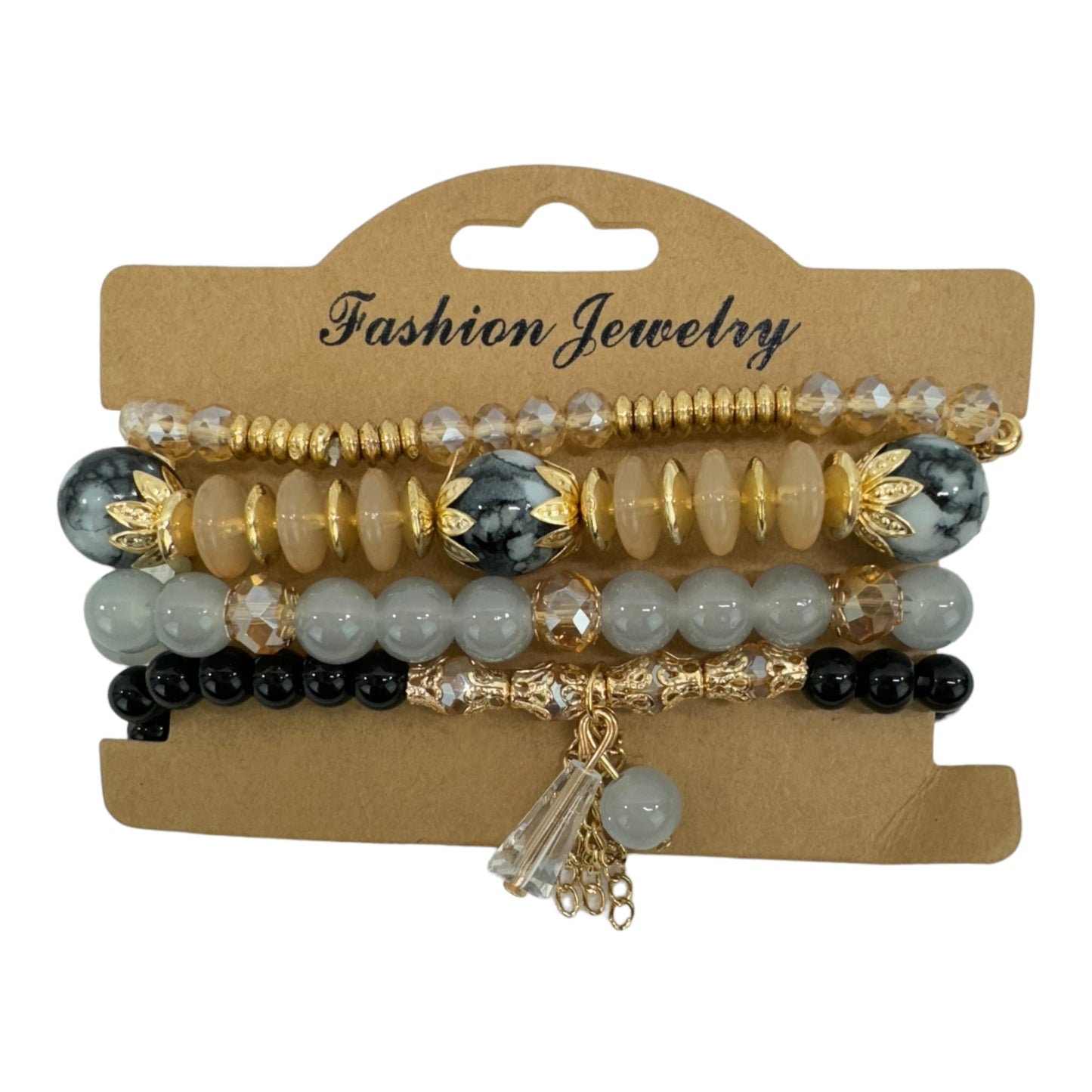 NATURAL STONE CRYSTAL CHARM BRACELET SET 4228-15 (12PC)