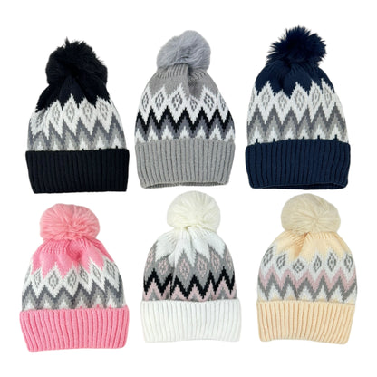 POM POM KNITTED BEANIE WITH NECK WARMER JH4730-5(12SET)