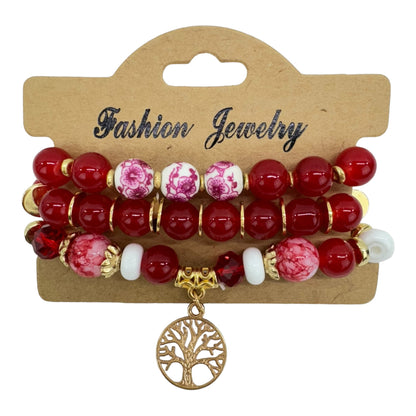 NATURAL STONE THE TREE OF LIFE CHARM BRACELET SET 4228-11 (12PC)