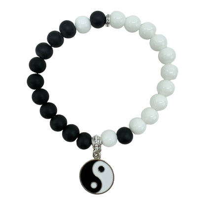 NATURAL STONE YIN YANG CHARM BRACELET 4214-3 (12PC)