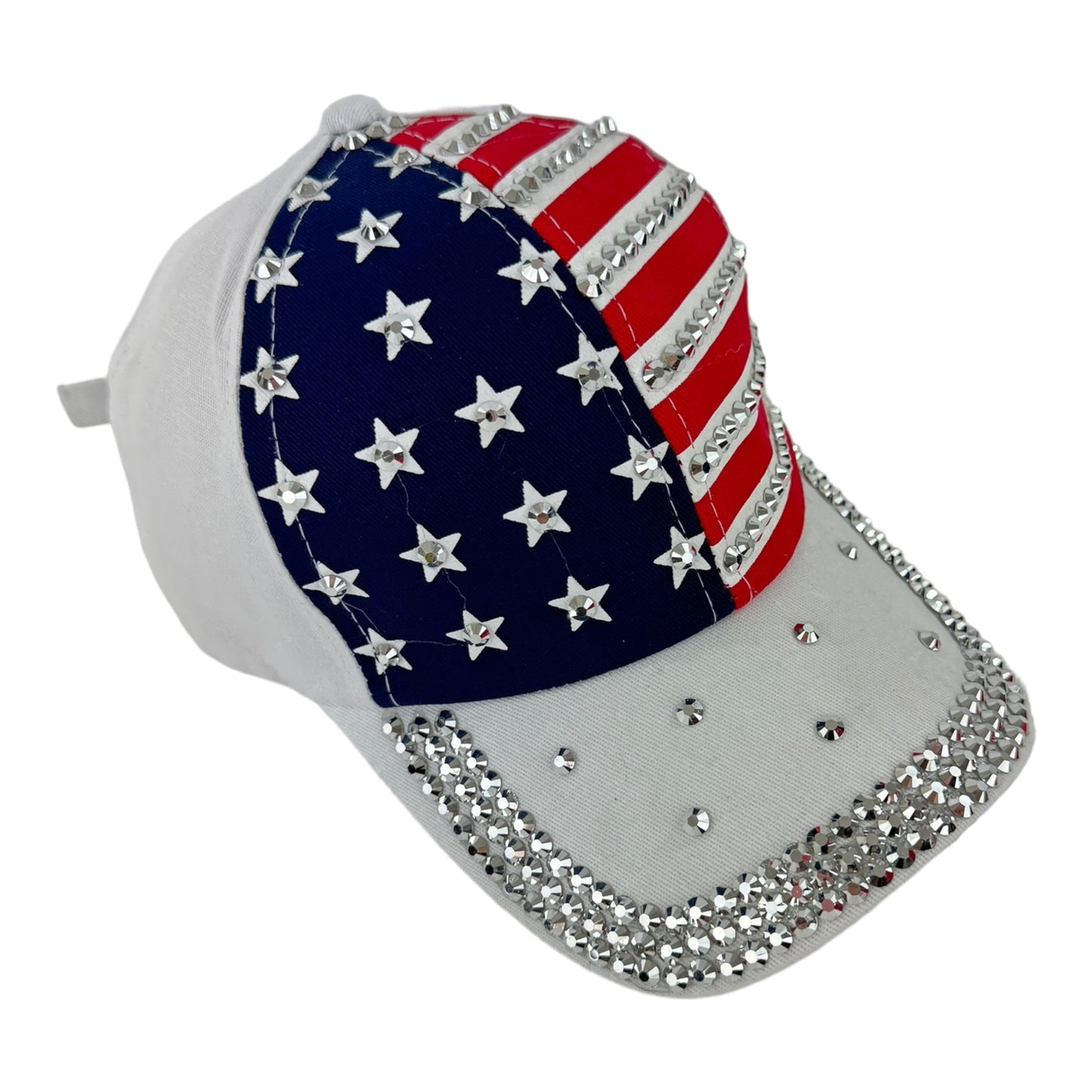 AMERICAN FLAG RHINESTONE STUDDED CAP 4418-1 (12PC)