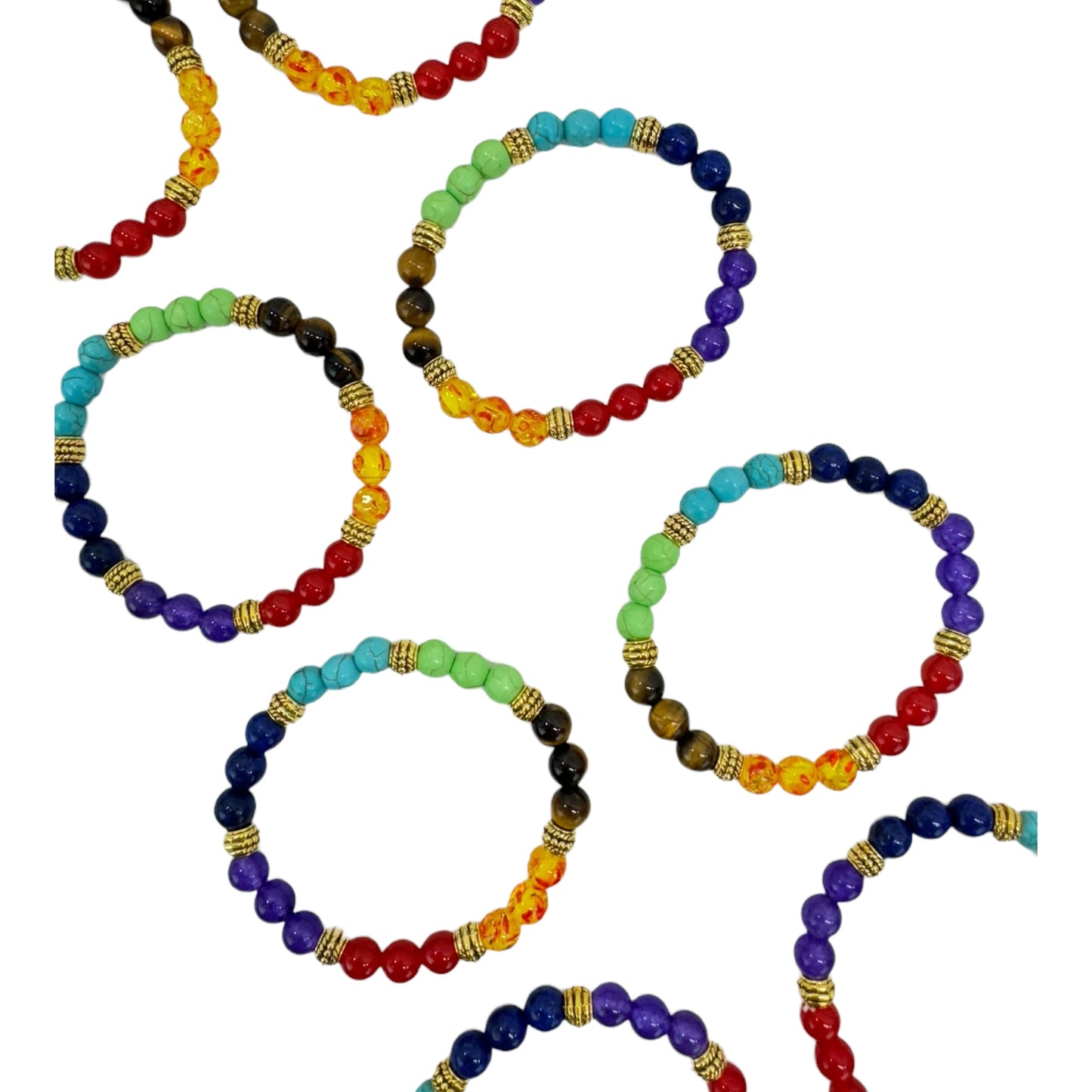 NATURAL STONE 7 CHAKRA HEALING BRACELET 6569 (12PC)