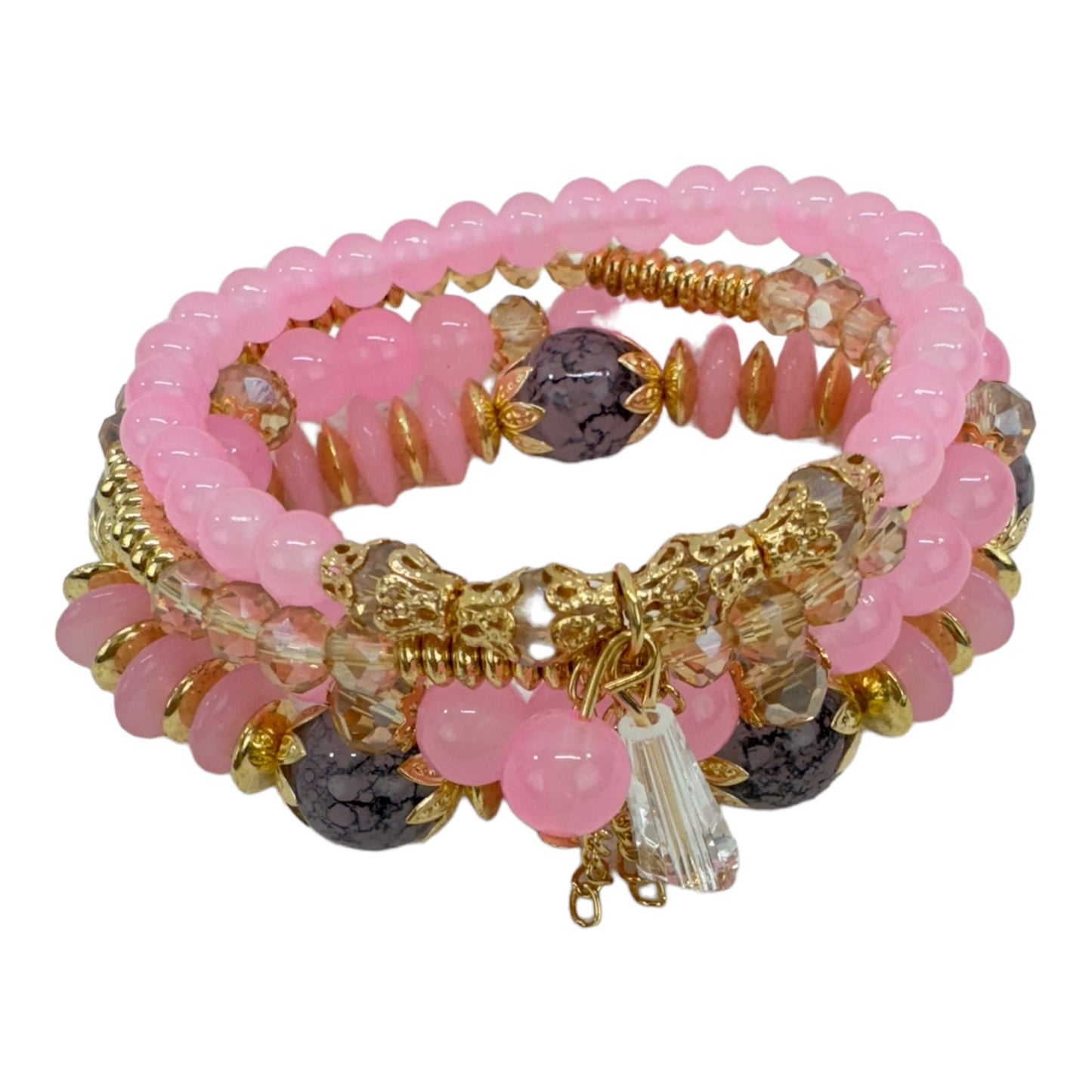 NATURAL STONE CRYSTAL CHARM BRACELET SET 4228-15 (12PC)