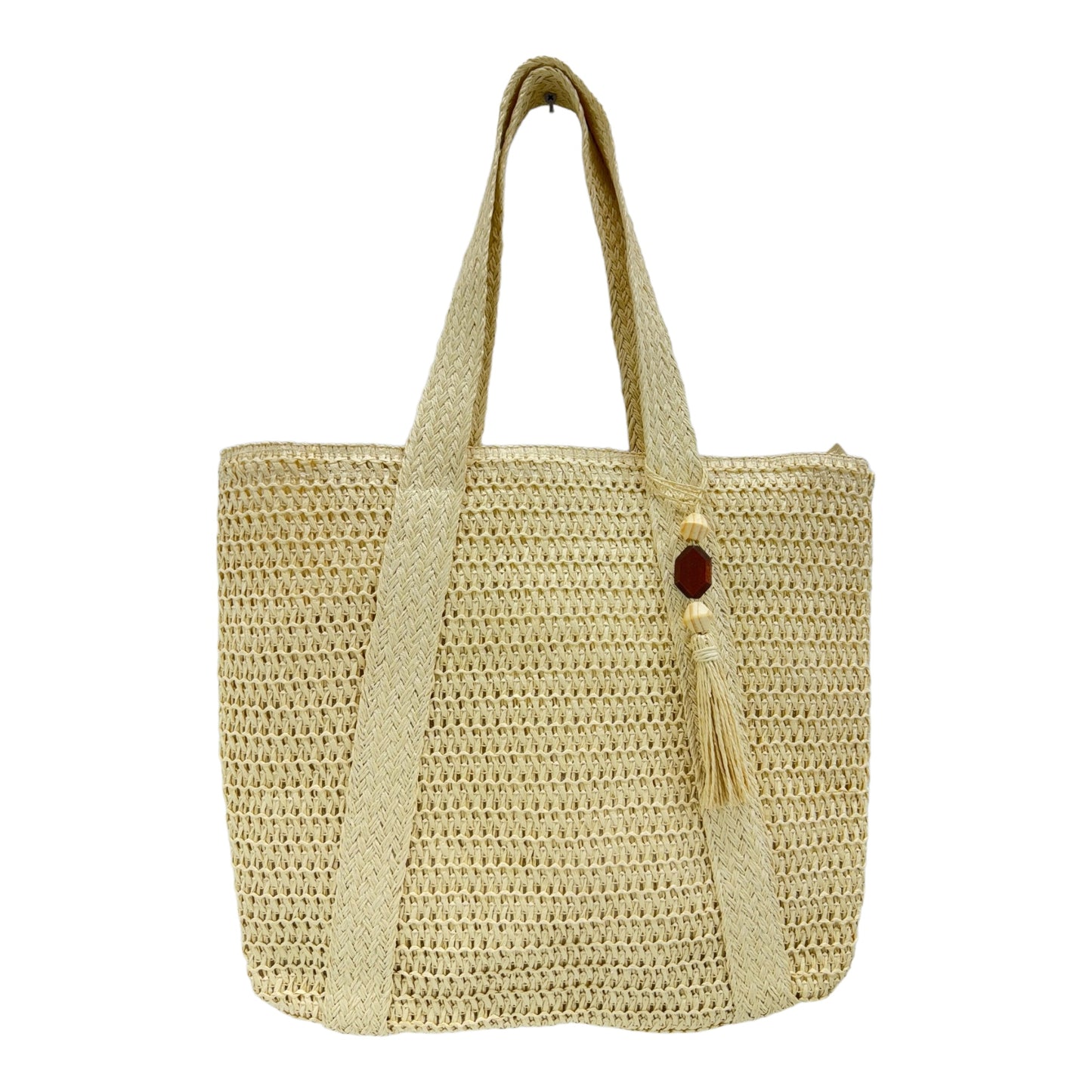 RATTAN BEACH TOTE SHOULDER BAG WITH TASSEL 4225-5 (6PC)