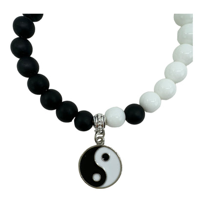 NATURAL STONE YIN YANG CHARM BRACELET 4214-3 (12PC)