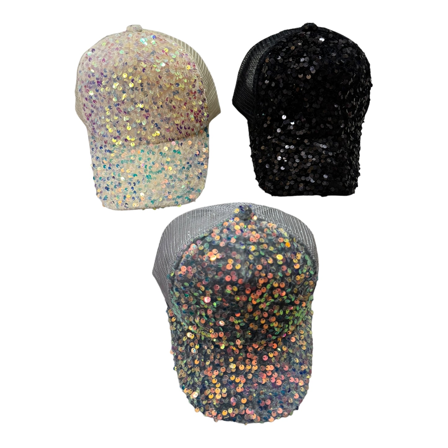 BASEBALL HAT WITH SEQUINS HA3801-2 (12PC)