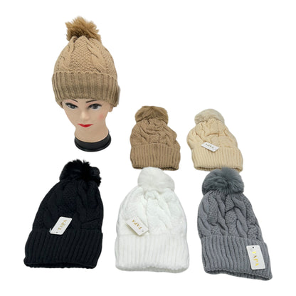 POM POM KNITTED BEANIE SS4717-21 (12PC)