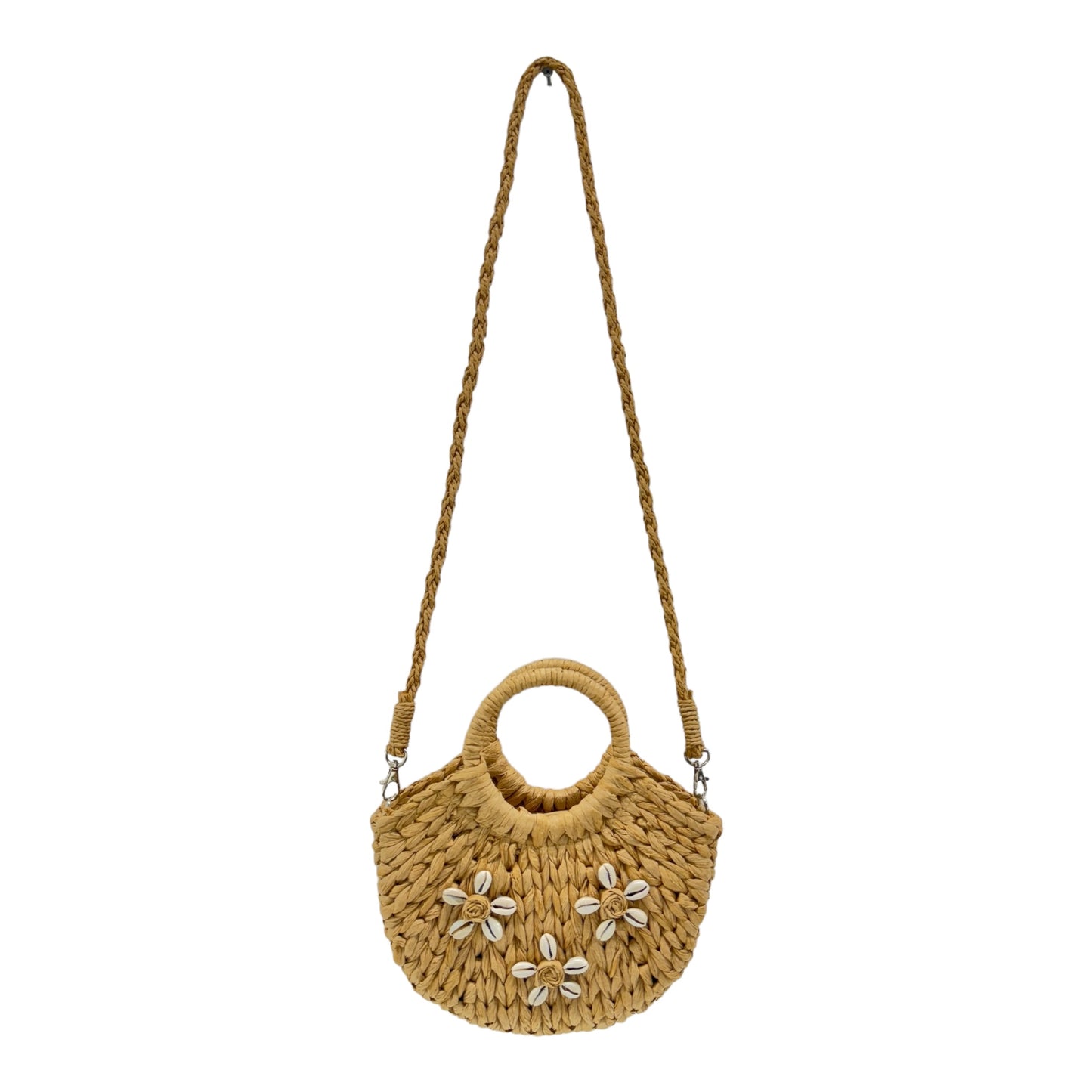 RATTAN BEACH TOTE SHOULDER BAG WITH SHELL 4225-9 (6PC)