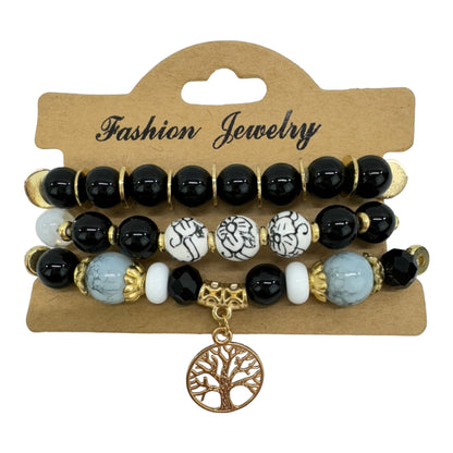 NATURAL STONE THE TREE OF LIFE CHARM BRACELET SET 4228-11 (12PC)