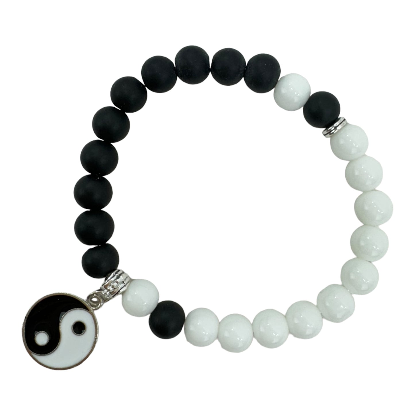 NATURAL STONE YIN YANG CHARM BRACELET 4214-3 (12PC)