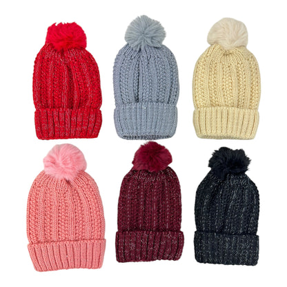 POM POM KNITTED BEANIE WITH NECK WARMER JH4730-4(12SET)