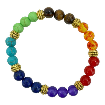 NATURAL STONE 7 CHAKRA HEALING BRACELET 6569 (12PC)