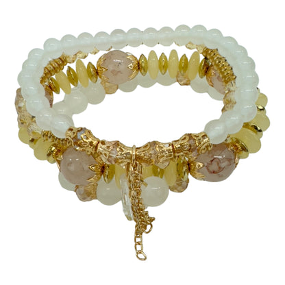 NATURAL STONE CRYSTAL CHARM BRACELET SET 4228-15 (12PC)