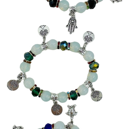 NATURAL STONE MULTI CHARM BRACELET 4226-1 (12PC)