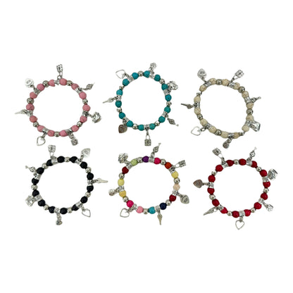 NATURAL STONE MULTI CHARM BRACELET 4226-6 (12PC)