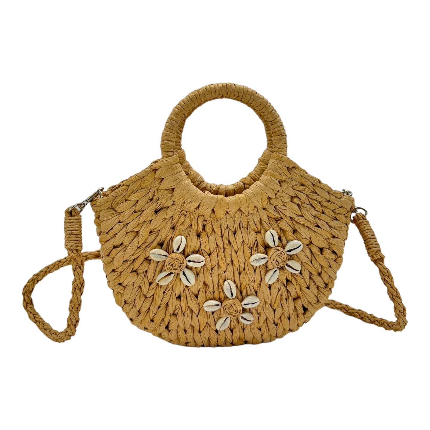 RATTAN BEACH TOTE SHOULDER BAG WITH SHELL 4225-9 (6PC)