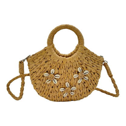 RATTAN BEACH TOTE SHOULDER BAG WITH SHELL 4225-9 (6PC)