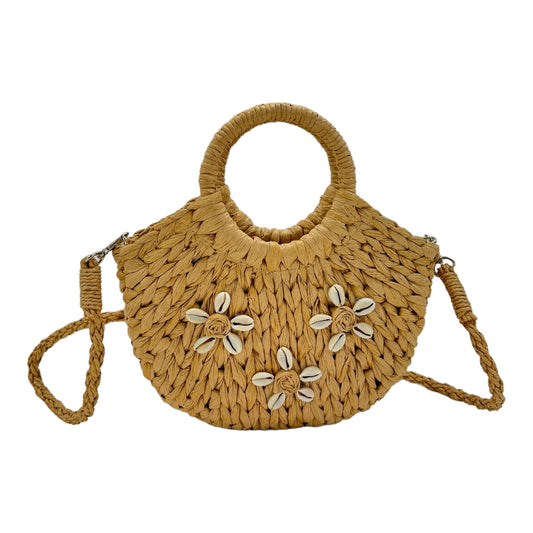 RATTAN BEACH TOTE SHOULDER BAG WITH SHELL 4225-9 (6PC)