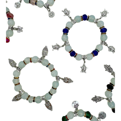 NATURAL STONE MULTI CHARM BRACELET 4226-1 (12PC)