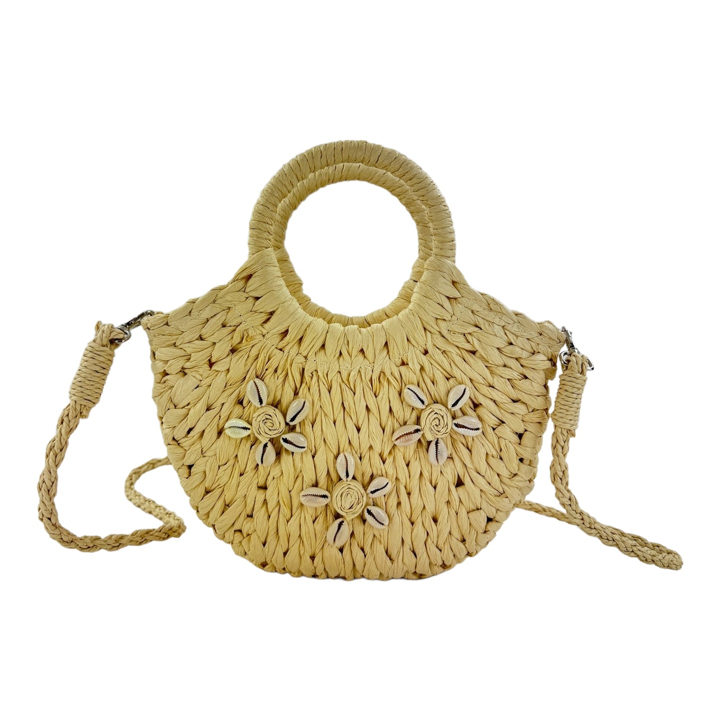 RATTAN BEACH TOTE SHOULDER BAG WITH SHELL 4225-9 (6PC)