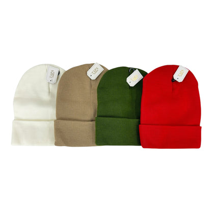 SOLID COLOR PLAIN LONG BEANIE BP100 (12PC)