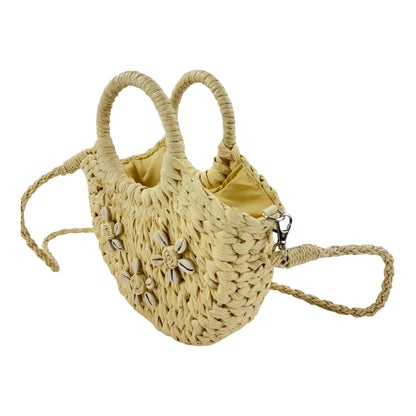 RATTAN BEACH TOTE SHOULDER BAG WITH SHELL 4225-9 (6PC)