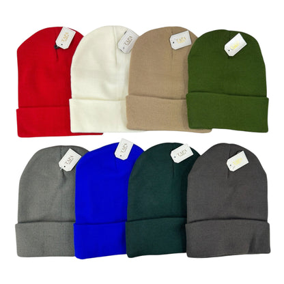 SOLID COLOR PLAIN LONG BEANIE BP100 (12PC)