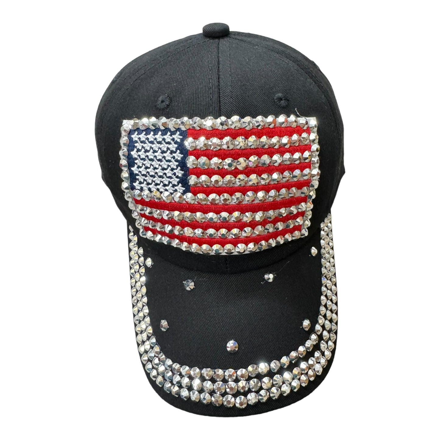 AMERICAN US FLAG DIAMOND RHINESTONE BASEBALL CAP HA4418-2 (12PC)