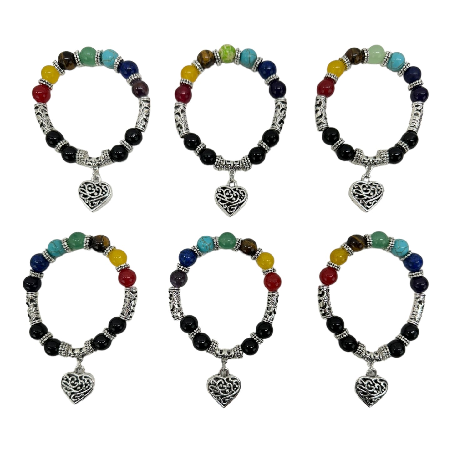 NATURAL STONE 7 CHAKRA HEALING BRACELET 2677 (12PC)