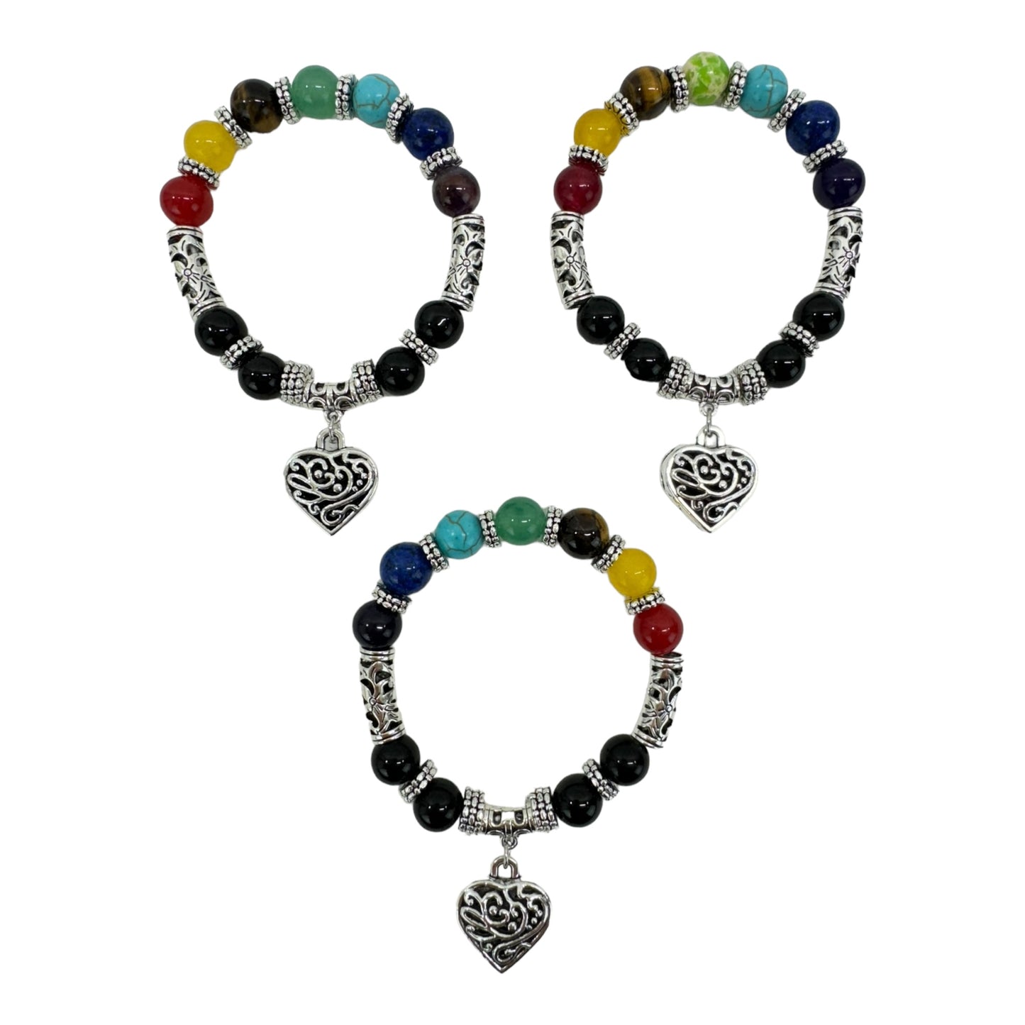 NATURAL STONE 7 CHAKRA HEALING BRACELET 2677 (12PC)