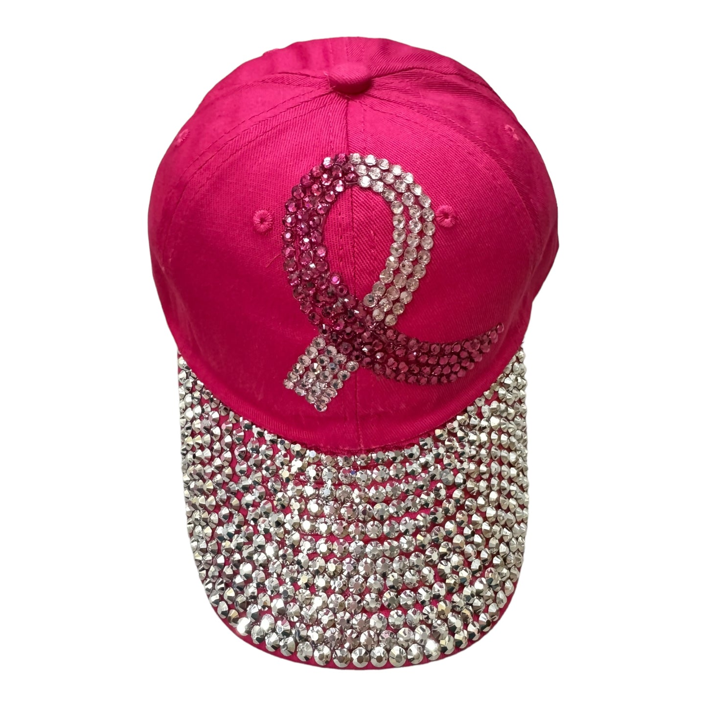 PINK RIBBON CRYSTAL BLING BASEBALL CAP  HA3801-1 (12PC)