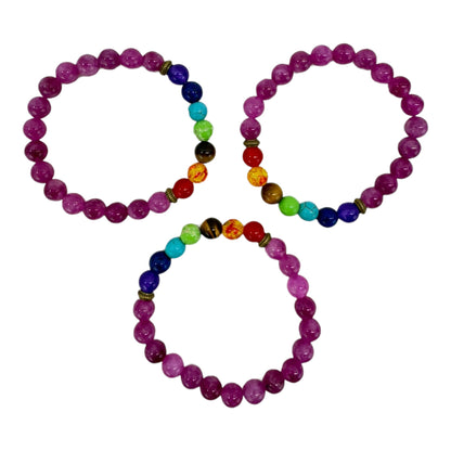 NATURAL STONE 7 CHAKRA HEALING BRACELET 3677 (12PC)