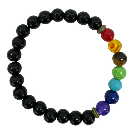 NATURAL STONE 7 CHAKRA HEALING BRACELET 0104 (12PC)