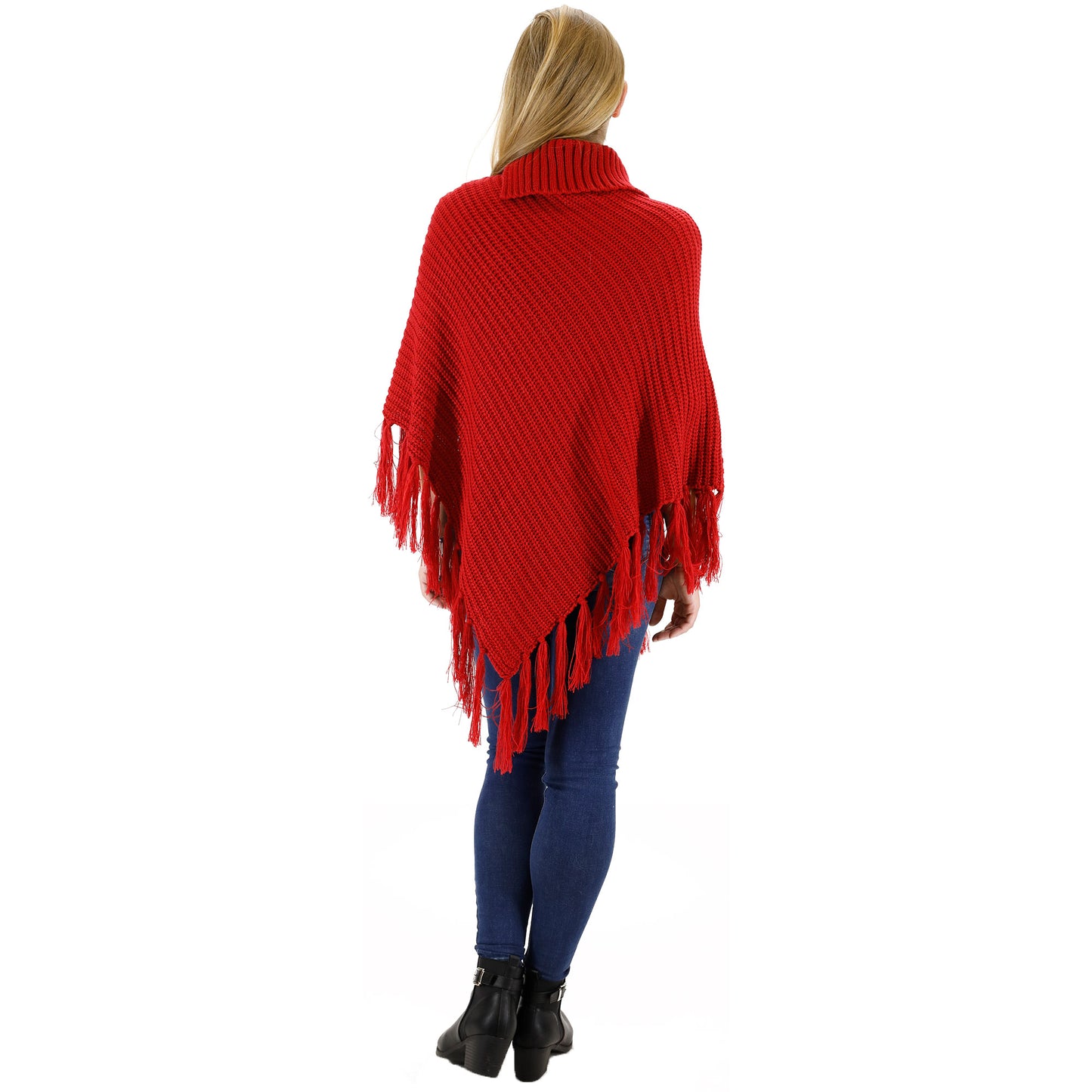 VINTAGE STYLED KNIT FRINGED PONCHO PO416-6 (6PC)