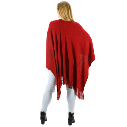 VINTAGE STYLED KNIT FRINGED POCKET SHAWL PO416-20 (4PC)