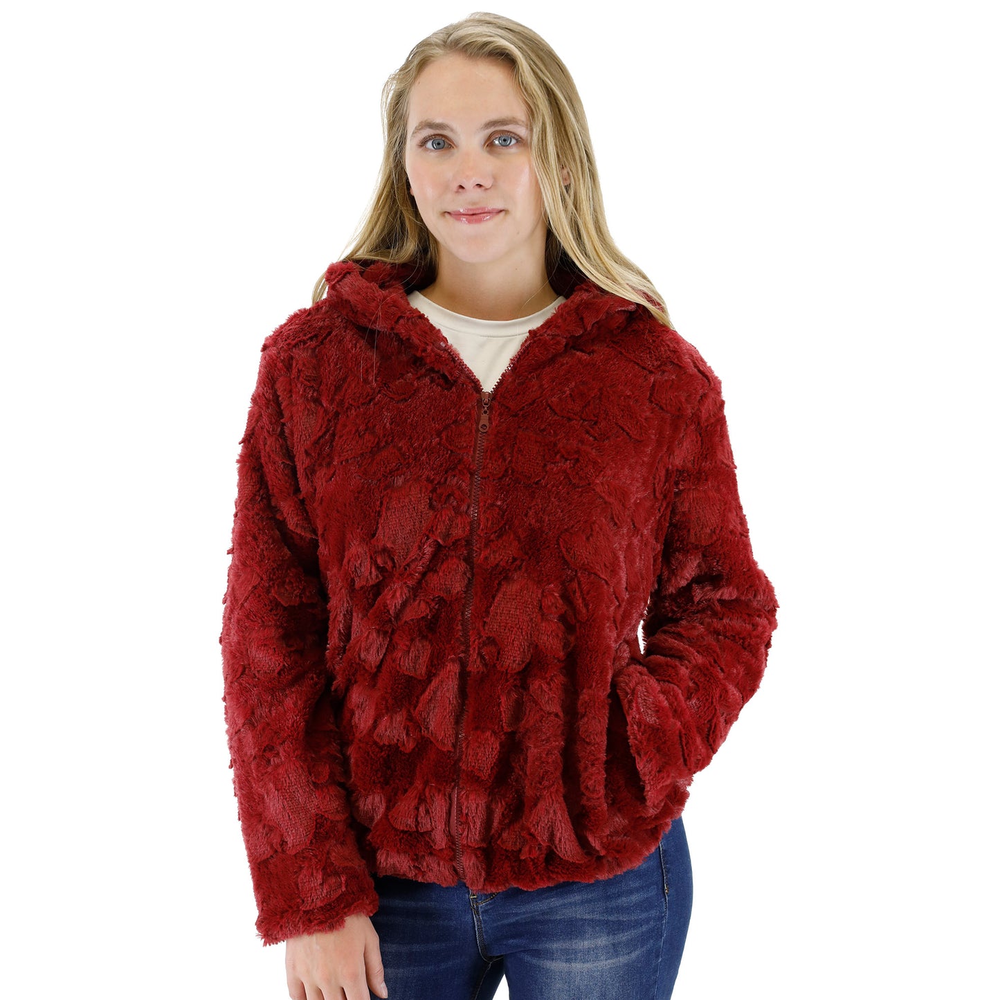 HEART FAUX FUR HOODIE ZIP JACKET 2834