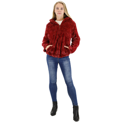 HEART FAUX FUR HOODIE ZIP JACKET 2834