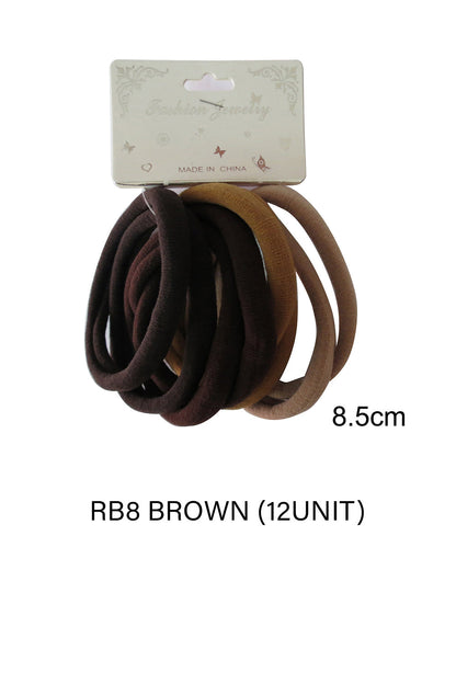 8.5CM BROWN MIX HAIR TIE RB8BR (12PC)