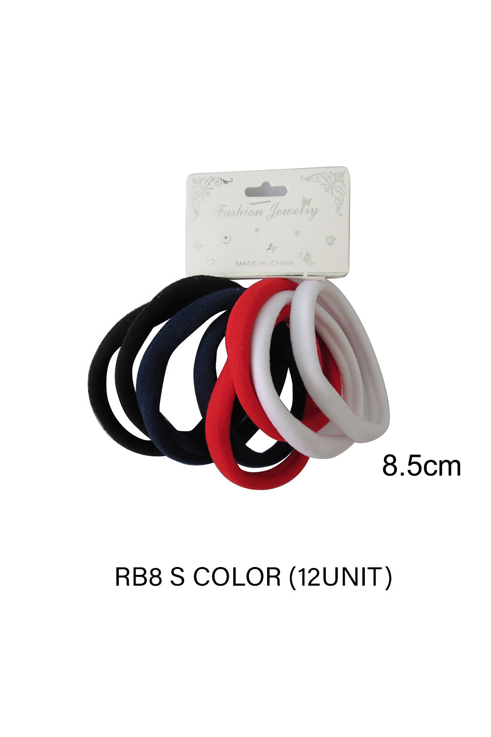 8.5CM RED MIX HAIR TIE RB8S (12PC)