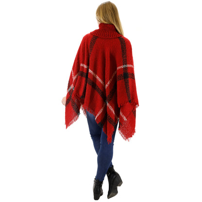 VINTAGE STYLED PLAID PONCHO P162-1(12PC)