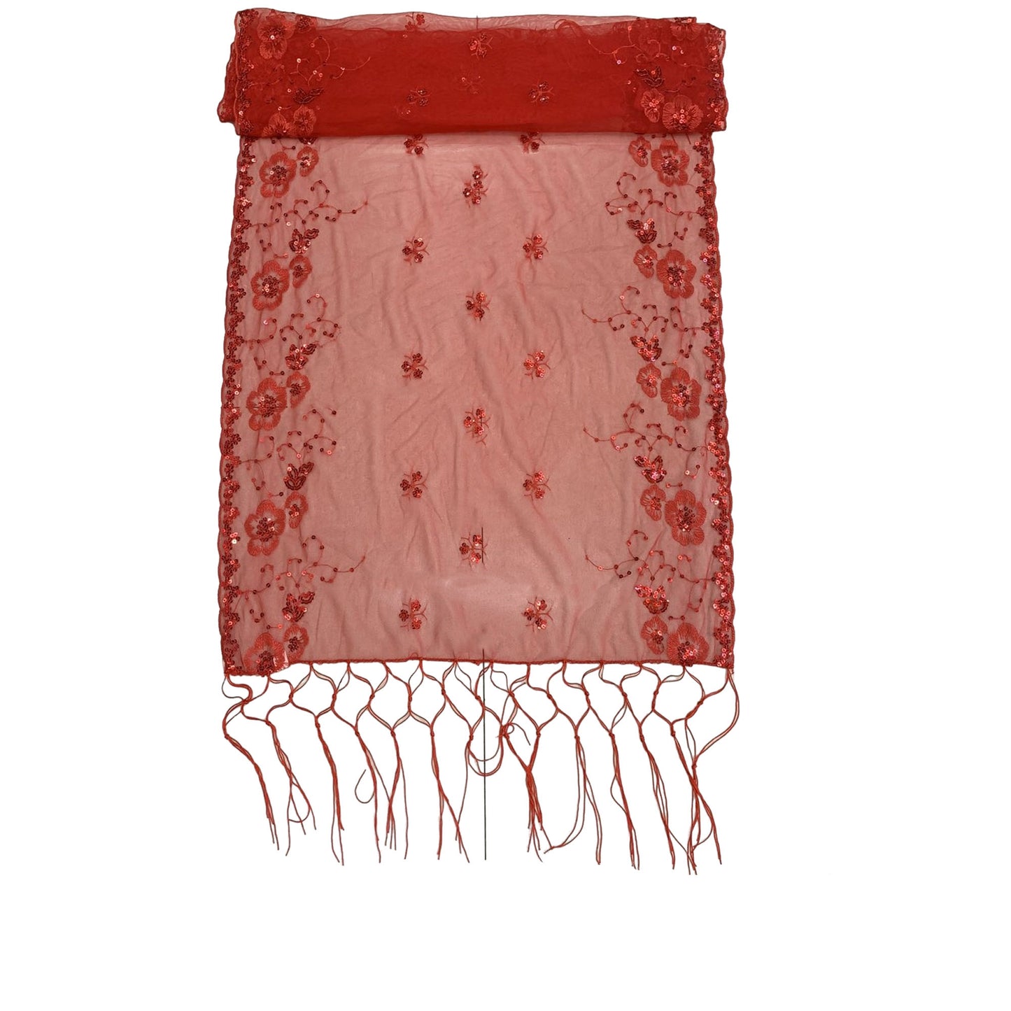 SEQUIN FLOWERFRINGED SCARF 309-A (12pc)