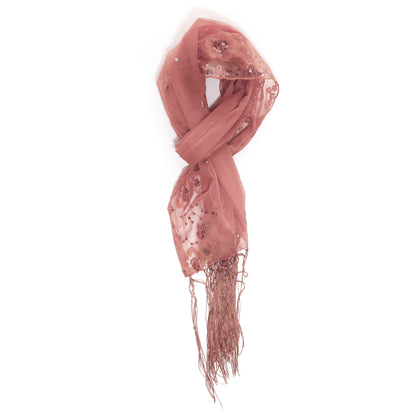 SEQUIN FLOWERFRINGED SCARF 309-A (12pc)