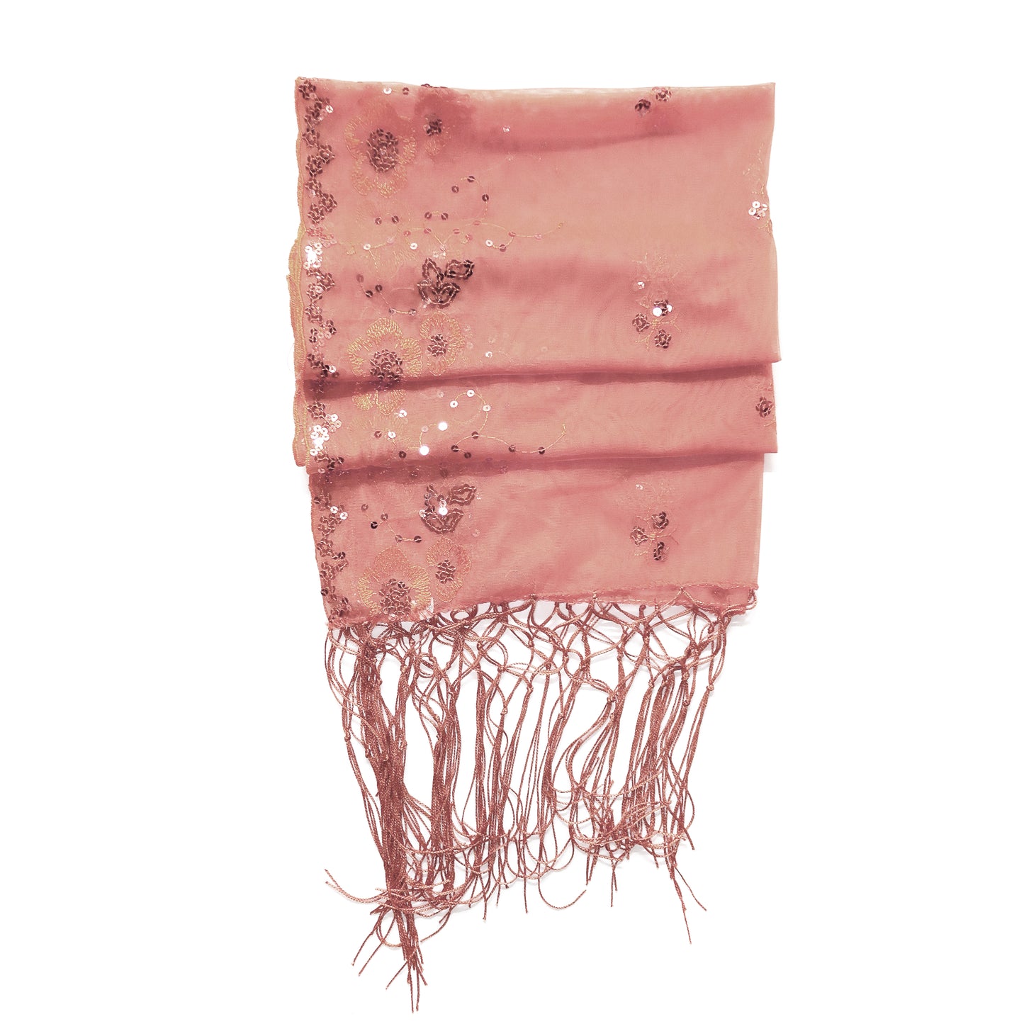 SEQUIN FLOWERFRINGED SCARF 309-A (12pc)