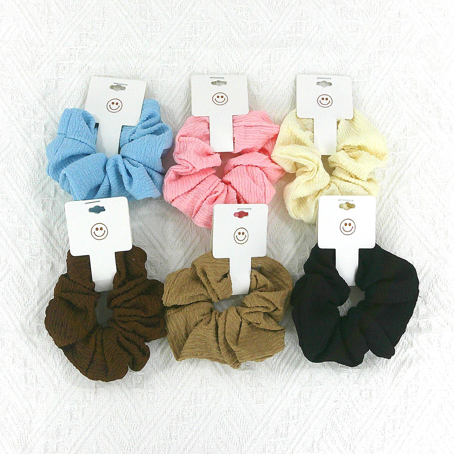 MIXED COLORS PLEATED SCRUNCHIES SC4227-3 (12PC)