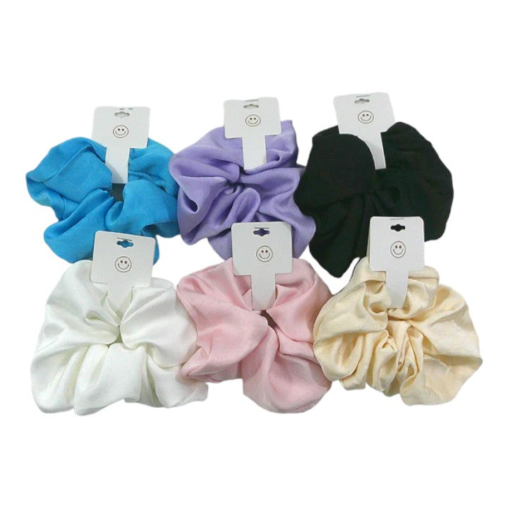 MIXED COLORS SATIN LARGE SCRUNCHIES SC4227-4 (12PC)