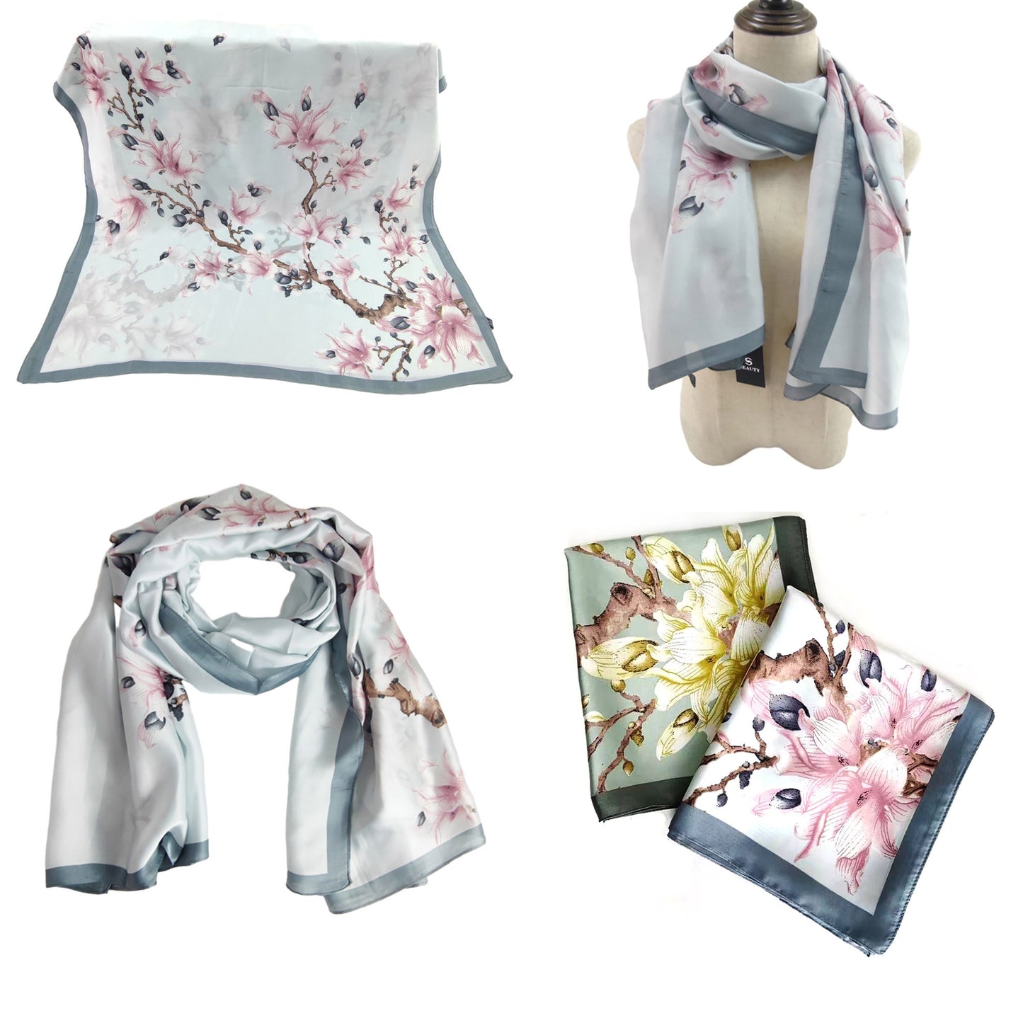 SILKY SCARF FLOWER PATTERN 1022-3 (12PC)