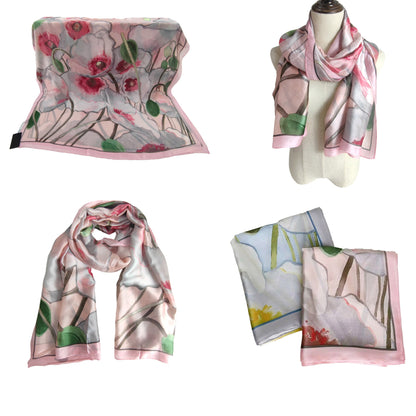 SILKY SCARF FLOWER PATTERN 1022-6 (12PC)