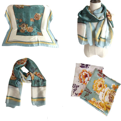 SILKY SCARF FLOWER PATTERN 1022-9 (12PC)